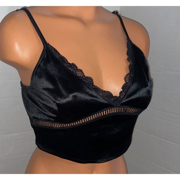Vintage Silky Missguided black cropped Camisoles Tank Top 8 - Picture 7 of 10